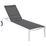 Cape Soleil, Santorini Aluminum Sling Chaise Lounge Chair with Wheels, Gray Sling and White Frame